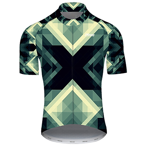 

21Grams Men's Short Sleeve Cycling Jersey Nylon Green / Yellow Stripes Patchwork Gradient Bike Jersey Top Mountain Bike MTB Road Bike Cycling Breathable Quick Dry Sports Clothing Apparel