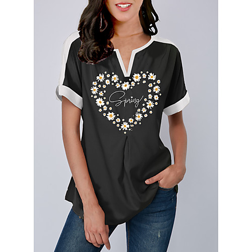 

Women's Tops Graphic Blouse - Print V Neck Basic Daily Black M L XL 2XL 3XL