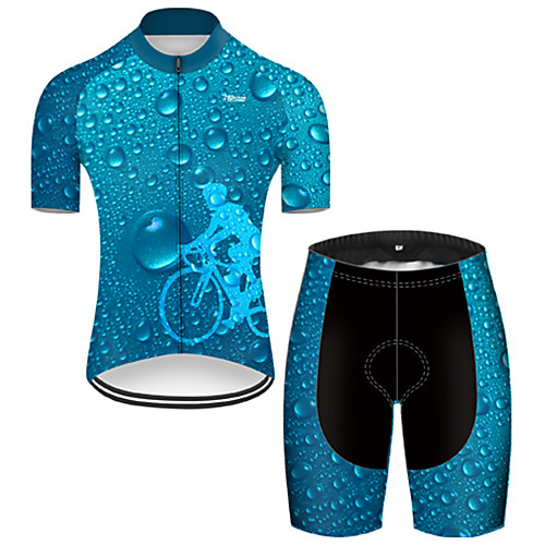 

21Grams Men's Short Sleeve Cycling Jersey with Shorts Nylon Polyester Black / Blue 3D Gradient Bike Clothing Suit Breathable 3D Pad Quick Dry Ultraviolet Resistant Reflective Strips Sports 3D