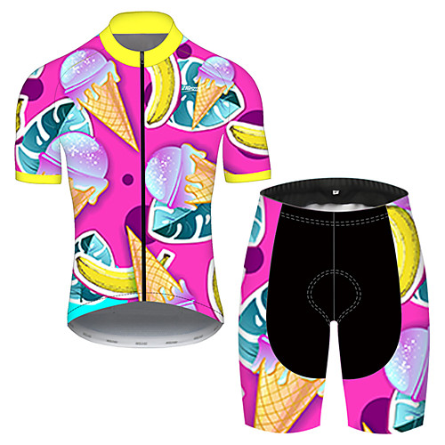 

21Grams Men's Short Sleeve Cycling Jersey with Shorts Nylon Polyester Red / Yellow Fruit Pineapple Banana Bike Clothing Suit Breathable 3D Pad Quick Dry Ultraviolet Resistant Reflective Strips Sports