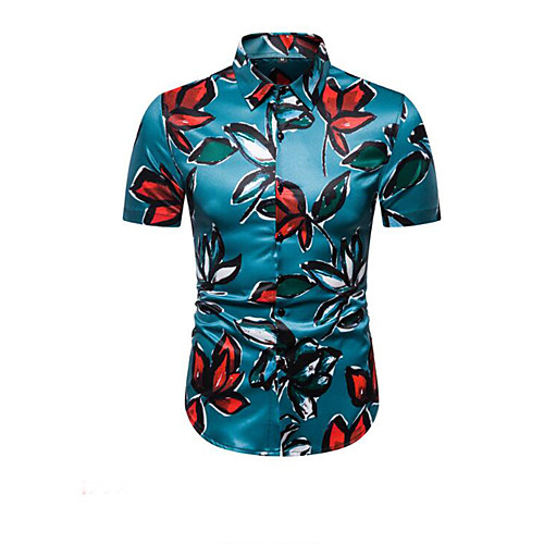 

Men's Floral Print Shirt Sexy Street chic Daily Going out Blue