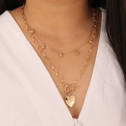 

Women's Pendant Necklace Necklace Layered Necklace Stacking Stackable Heart Simple Classic Holiday Trendy Chrome Gold 55 cm Necklace Jewelry 1pc For Anniversary Party Evening Street Beach Festival