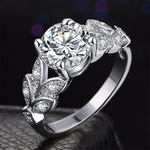 

Women's Ring AAA Cubic Zirconia 1pc Silver Rhinestone Alloy Engagement Date Jewelry