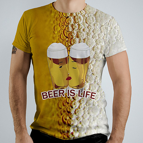 

Men's Graphic Letter Print T-shirt Basic Daily Yellow