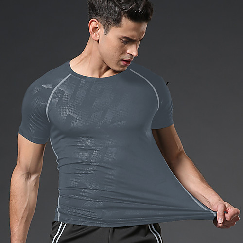 

Men's Running T-Shirt Workout Shirt Running Base Layer Round Neck Running Walking Fitness Reflective Breathable Quick Dry Sportswear Tee / T-shirt Short Sleeve Activewear Stretchy