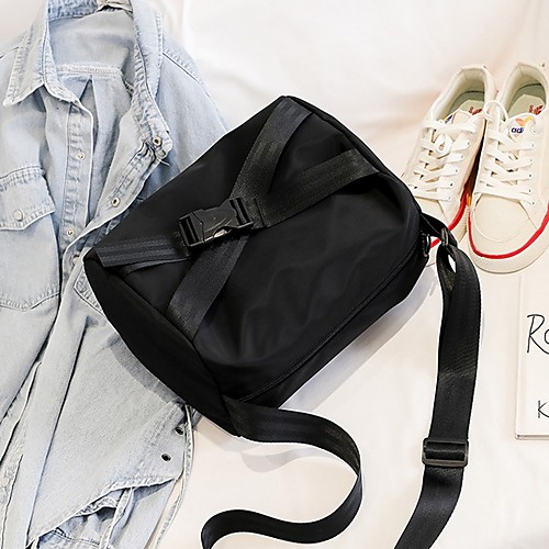 

Women's Zipper PU Crossbody Bag Solid Color Black