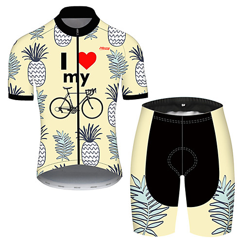 

21Grams Men's Short Sleeve Cycling Jersey with Shorts Nylon Polyester Red / Yellow Heart Fruit Pineapple Bike Clothing Suit Breathable 3D Pad Quick Dry Ultraviolet Resistant Reflective Strips Sports