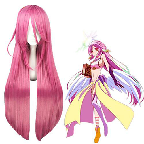 

Cosplay Costume Wig Cosplay Wig Jibril No Game No Life Straight Cosplay Asymmetrical With Bangs Wig Very Long Pink Synthetic Hair 40 inch Women's Anime Cosplay Pink