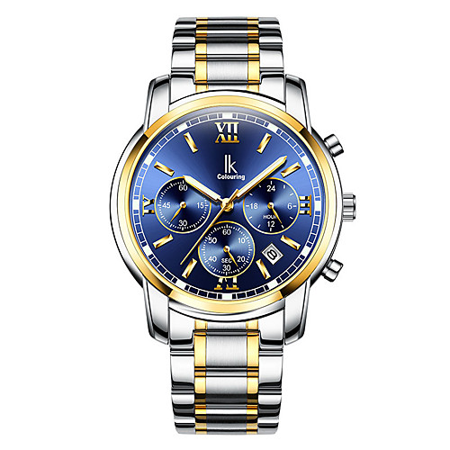 

Men's Steel Band Watches Quartz Vintage Style Modern Style Stainless Steel Silver Water Resistant / Waterproof Noctilucent Analog Classic Big Face - WhiteBlue White Blue