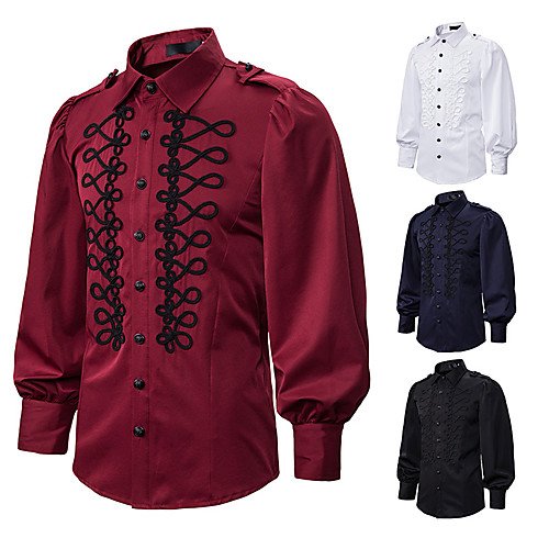 

Prince Vintage Medieval Renaissance Blouse / Shirt Masquerade Men's Costume White / Black / Red Vintage Cosplay Event / Party Long Sleeve
