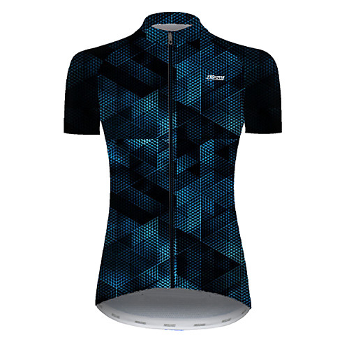 

21Grams Women's Short Sleeve Cycling Jersey Nylon Black / Blue Plaid Checkered Gradient 3D Bike Jersey Top Mountain Bike MTB Road Bike Cycling Quick Dry Breathable Sports Clothing Apparel