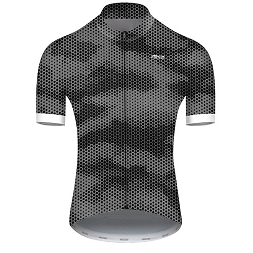 

21Grams Men's Short Sleeve Cycling Jersey Nylon Polyester GrayWhite Polka Dot Camo / Camouflage Bike Jersey Top Mountain Bike MTB Road Bike Cycling Breathable Quick Dry Ultraviolet Resistant Sports