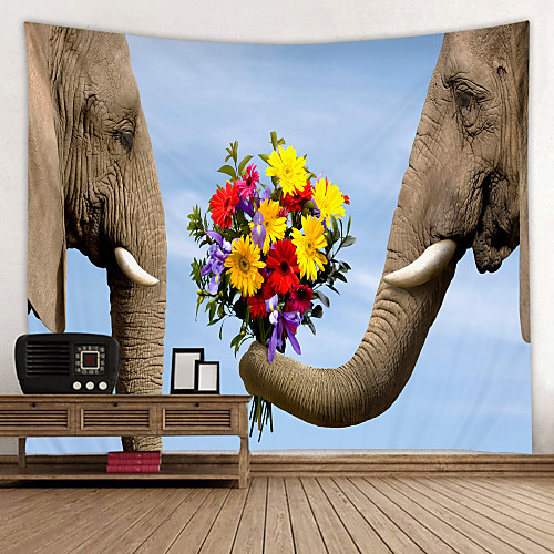 

Elephant is in Love Digital Printed Tapestry Decor Wall Art Tablecloths Bedspread Picnic Blanket Beach Throw Tapestries Colorful Bedroom Hall Dorm Living Room Hanging