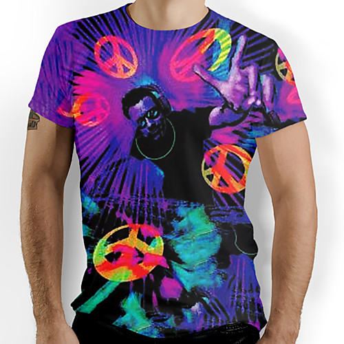 

Men's Graphic Letter Print T-shirt Basic Daily Rainbow