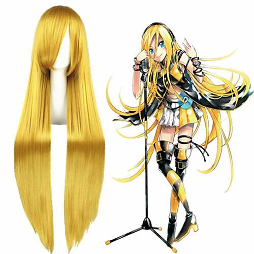 

Cosplay Costume Wig Cosplay Wig Lucy Heartfilia Fairy Tail Straight Cosplay Asymmetrical With Bangs Wig Very Long Blonde Synthetic Hair 40 inch Women's Anime Cosplay Waterfall Blonde