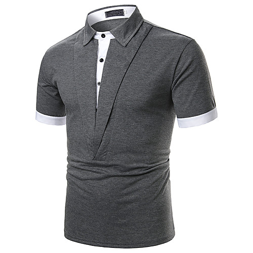 

Men's Polo Solid Colored Patchwork Short Sleeve Daily Tops Basic Navy Blue Gray