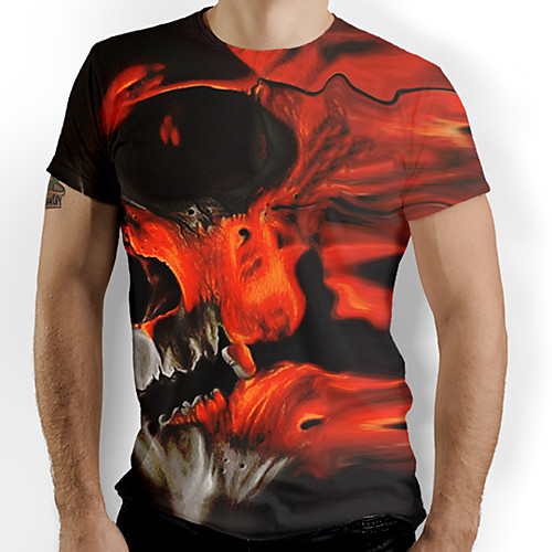 

Men's Graphic Skull Print T-shirt Daily Red