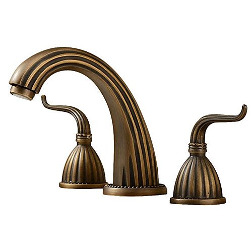 

Bathroom Sink Faucet - Widespread Antique Brass Vessel Two Handles One HoleBath Taps