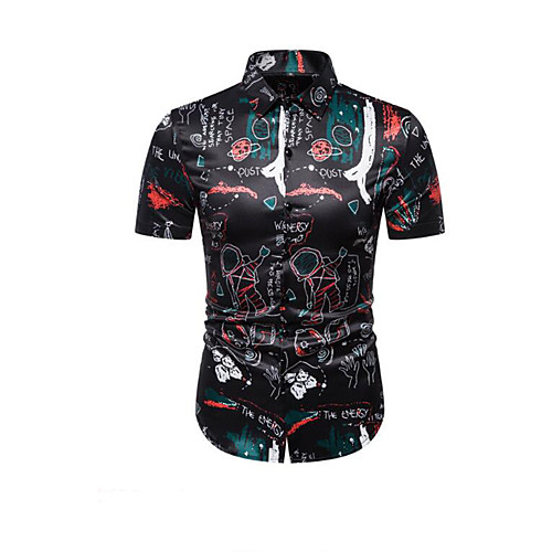 

Men's Graphic Print Shirt Sexy Street chic Daily Going out Black