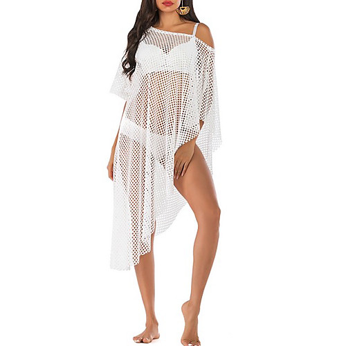 

Women's Cover-Up Swimwear Swimsuit - Solid Colored One-Size White
