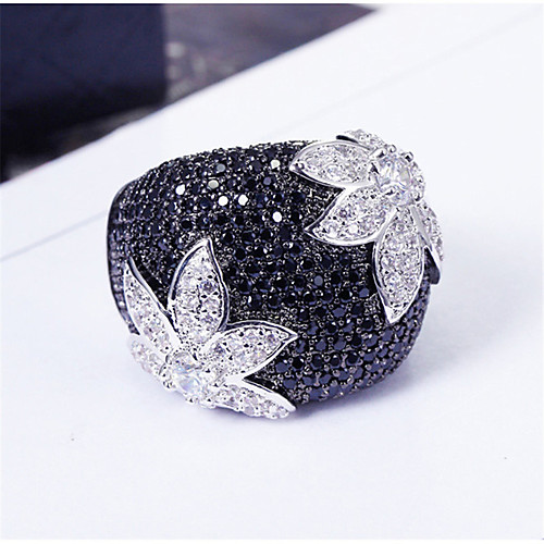 

Women's Ring Belle Ring AAA Cubic Zirconia 1pc Black Copper Silver-Plated Irregular Statement Luxury Party Evening Gift Jewelry Geometrical Wearable