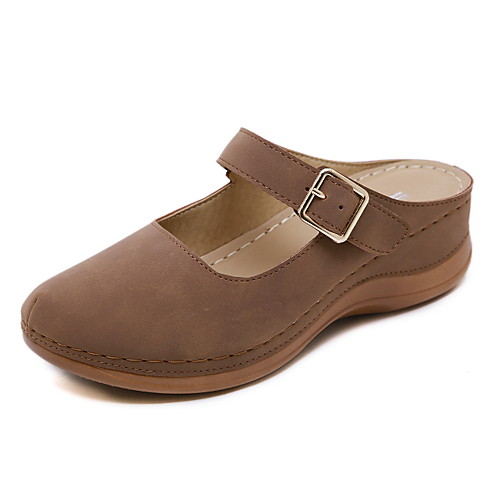 

Women's Clogs & Mules Summer Wedge Heel Round Toe Daily PU Red / Blue / Brown