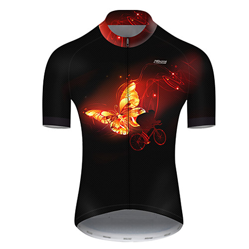 

21Grams Men's Short Sleeve Cycling Jersey Nylon Black / Yellow Butterfly Gradient Bike Jersey Top Mountain Bike MTB Road Bike Cycling Quick Dry Breathable Sports Clothing Apparel / Micro-elastic