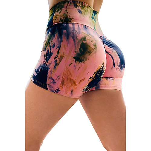 

Women's High Waist Yoga Shorts Ruched Butt Lifting 3D Print Purple Red Pink Gray Elastane Yoga Running Fitness Shorts Sport Activewear Breathable Tummy Control Butt Lift Soft High Elasticity