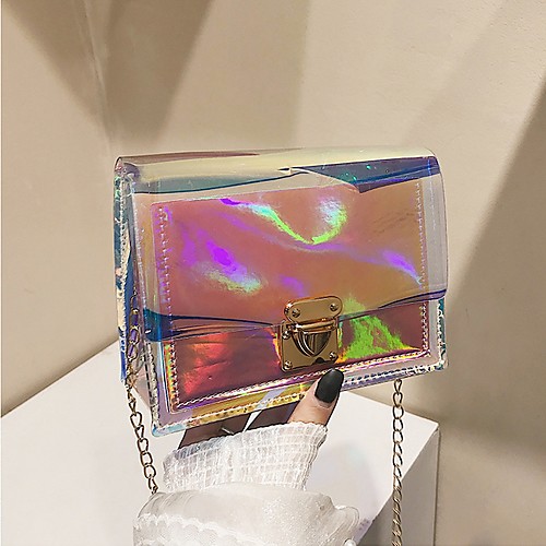 

Women's Zipper PVC Crossbody Bag White / Blue / Blushing Pink