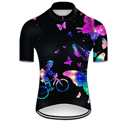 

21Grams Men's Short Sleeve Cycling Jersey Nylon Black / Blue Butterfly Gradient 3D Bike Jersey Top Mountain Bike MTB Road Bike Cycling Quick Dry Breathable Sports Clothing Apparel / Micro-elastic