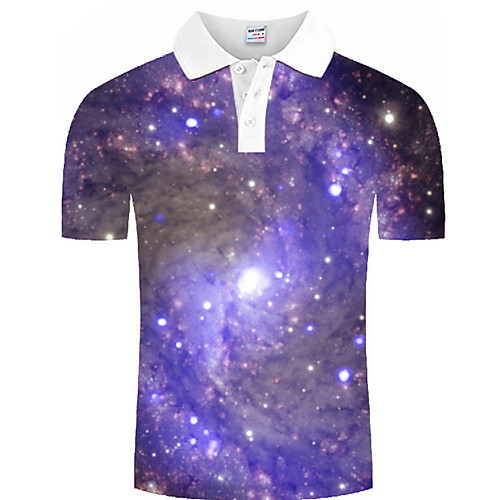 

Men's Galaxy Graphic Print Polo Daily Purple