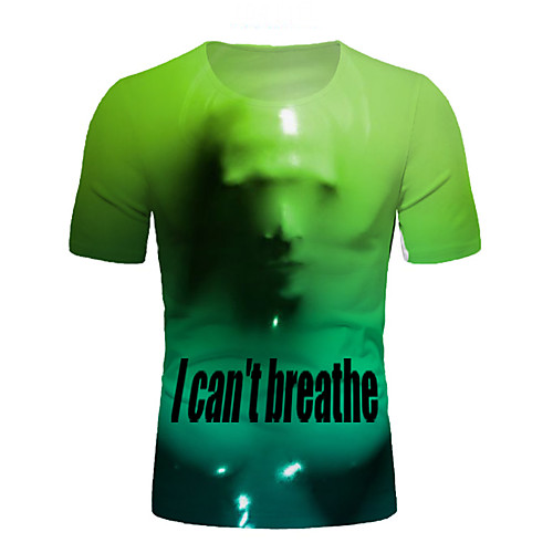 

Men's T shirt Graphic Letter Short Sleeve Daily Tops Basic Elegant Green