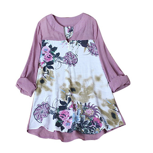 

Women's Graphic Blouse Daily White / Purple / Beige