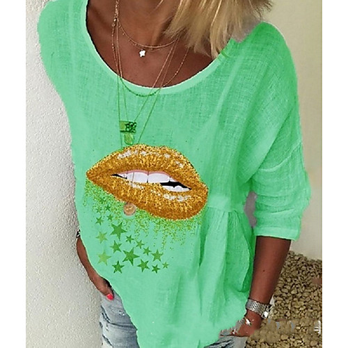 

Women's T-shirt Graphic Tops Round Neck Daily Summer White Blue Purple Red Green S M L XL 2XL