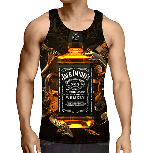 

Men's Graphic Letter Print Tank Top Street chic Exaggerated Daily Going out Rainbow