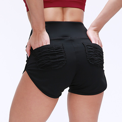 

Women's Yoga Shorts Pocket Fashion Black Purple Burgundy Pink Grey Elastane Yoga Running Fitness Shorts Sport Activewear Comfy Quick Dry Tummy Control Butt Lift High Elasticity