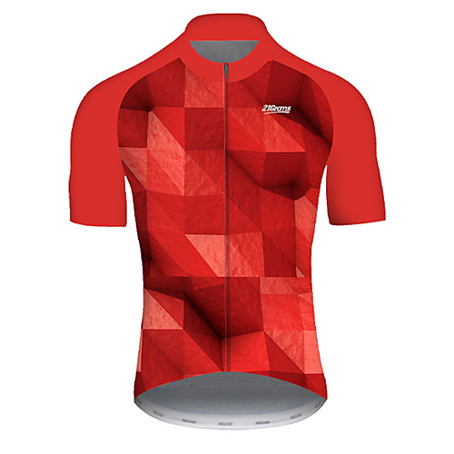 

21Grams Men's Short Sleeve Cycling Jersey Nylon Red Plaid Checkered Gradient 3D Bike Jersey Top Mountain Bike MTB Road Bike Cycling Quick Dry Breathable Sports Clothing Apparel / Micro-elastic