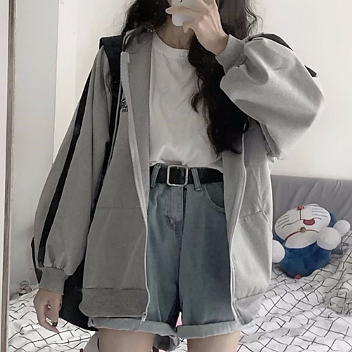 

Women's Hoodie Color Block Basic Gray M L XL XXL