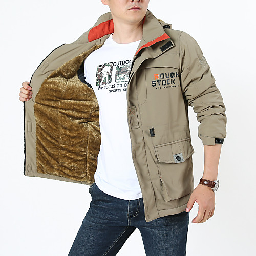 

Men's Hiking Jacket Fleece Lined Military Tactical Jacket Winter Outdoor Thermal Warm Waterproof Lightweight Windproof Hoodie Winter Jacket Camping Hiking Hunting Snowboard Army Green Khaki Dark Blue