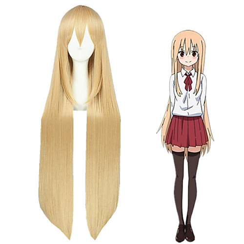 

Cosplay Costume Wig Cosplay Wig Doma Umaru Himouto! Umaru chan Straight Cosplay Asymmetrical With Bangs Wig Very Long Blonde Synthetic Hair 32 inch Women's Anime Cosplay Women Blonde