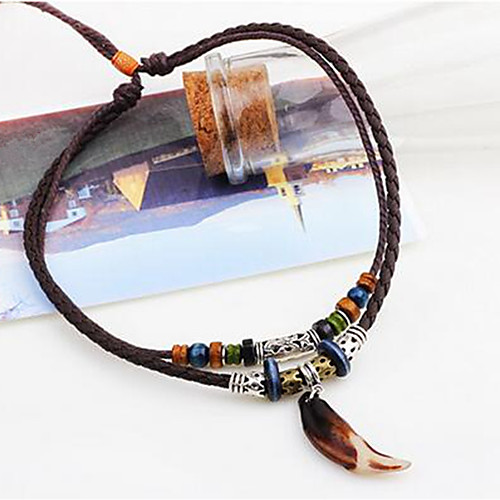 

Men's Pendant Necklace Braided Folk Style Leather Resin Brown 45 cm Necklace Jewelry For
