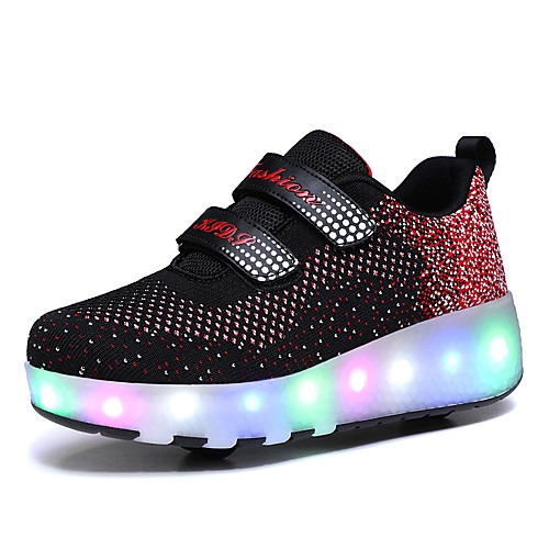 

Boys' Girls' Sneakers USB Charging Halloween Christmas Mesh Heelys Shoes Little Kids(4-7ys) Big Kids(7years ) Daily Walking Shoes Polka Dot Black Pink Spring Fall