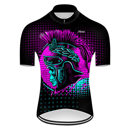 

21Grams Men's Short Sleeve Cycling Jersey Nylon Black / Blue Skull Bike Top Mountain Bike MTB Road Bike Cycling Breathable Sports Clothing Apparel / Micro-elastic