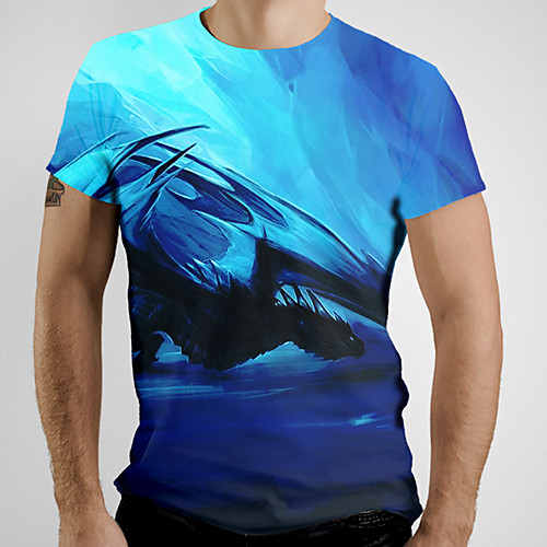 

Men's Graphic Animal Fantastic Beasts Print T-shirt Basic Daily Blue