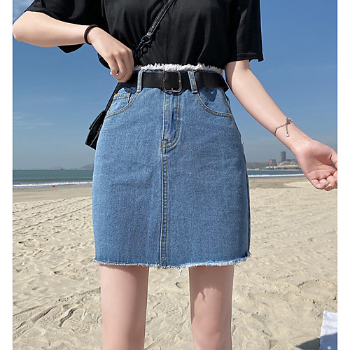 

Women's A Line Skirts - Solid Colored Black Blue S M L