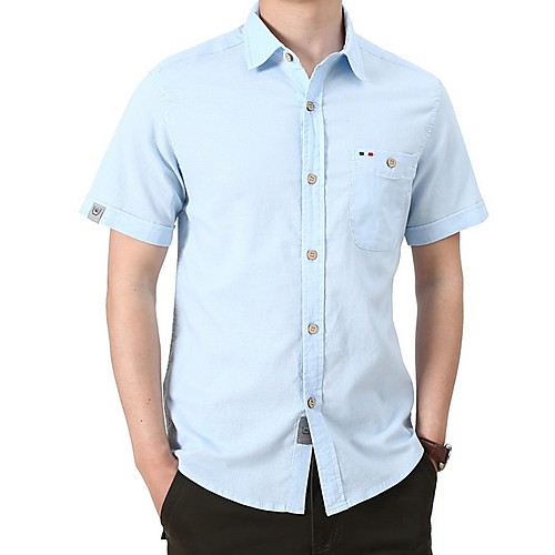 

Men's Solid Colored Shirt Daily White / Army Green / Navy Blue / Light Blue