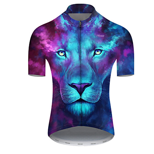 

21Grams Men's Short Sleeve Cycling Jersey Nylon Polyester Blue Gradient Animal Lion Bike Jersey Top Mountain Bike MTB Road Bike Cycling Breathable Quick Dry Ultraviolet Resistant Sports Clothing