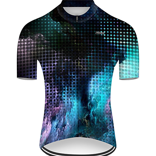 

21Grams Men's Short Sleeve Cycling Jersey Nylon Polyester Black / Blue Polka Dot 3D Gradient Bike Jersey Top Mountain Bike MTB Road Bike Cycling Breathable Quick Dry Ultraviolet Resistant Sports
