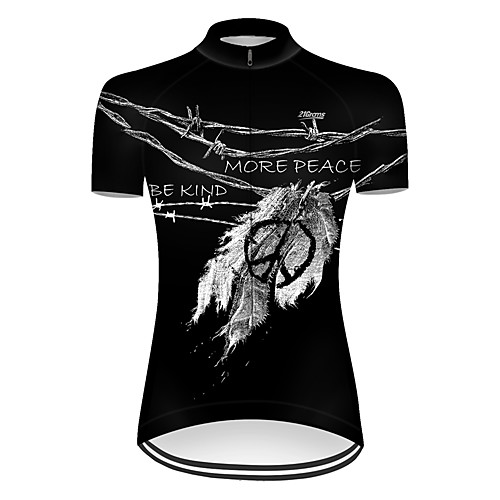 

21Grams Women's Short Sleeve Cycling Jersey Nylon Polyester Black Leaf Peace & Love Bike Jersey Top Mountain Bike MTB Road Bike Cycling Breathable Quick Dry Ultraviolet Resistant Sports Clothing