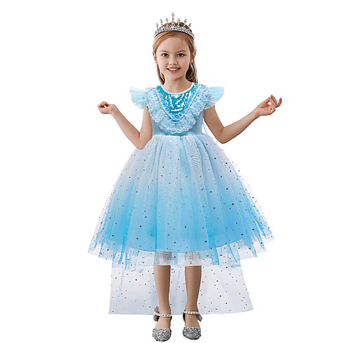 

Princess Frozen Dress Flower Girl Dress Girls' Movie Cosplay A-Line Slip Euramerican Blue Dress Halloween Children's Day
